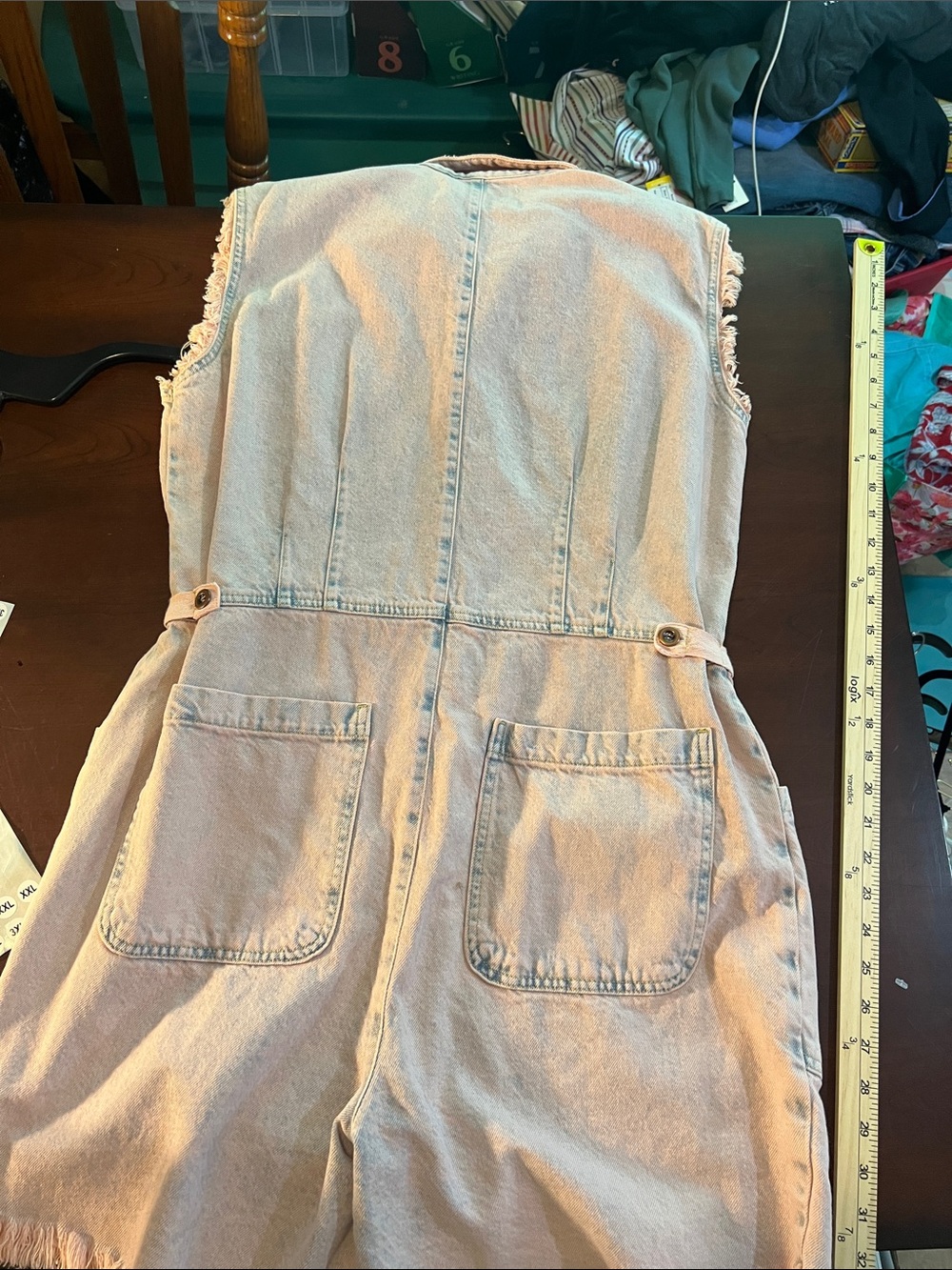 One Teaspoon Light Pink Distressed Denim Romper - Picture 8 of 8